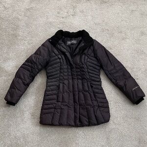Eddie Bauer long down puffer coat no hood